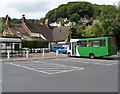 Cotswold Green bus parked in Dursley bus station