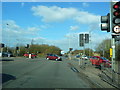 Hitchin Road at the entrance to Sainsbury