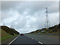 Power lines crossing the A30 at Fraddon