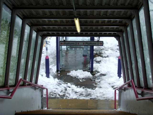 Harpenden railway station in the snow