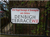 TQ2480 : Street sign, Denbigh Terrace W11 by Robin Sones