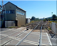SO4383 : Railway south of Long Lane level crossing, Craven Arms by Jaggery