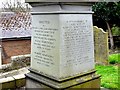 Inscription on obelisk of Hawthorn tomb, Church of St. Michael & All Angels, Newburn