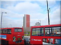 View of new flats on Barking Road from the top deck of a DLR replacement bus #2