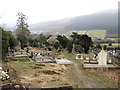 Path through the cemetery leading to the ruined St Bronagh Church