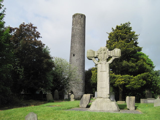 Kells, round tower and Celtic High Cross, County Meath