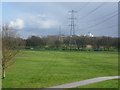 Looking across Rosehill Park West to St Helier Hospital