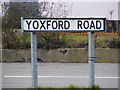 TM4368 : Yoxford Road sign by Geographer