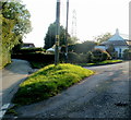 A grass triangle at a road junction, Common Cefn-Ilwyn