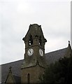 The clock tower and belfry of Swinton Free Kirk