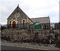 Front view and nameboard of the Catholic church, Aberkenfig