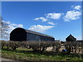 Black tin barn on Newstead Lane near Stamford