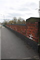 SW parapet of Bobbers Mill railway bridge