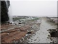 Waterfall plunges to the beach, St Audries Bay