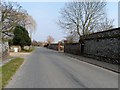 Flint wall surrounding Honington Primary School