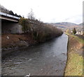 River Ebbw flows towards Danygraig Road, Risca