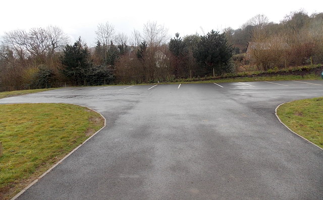 Car park at the southern end of  Danygraig Cemetery, Risca