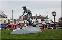 TQ8087 : The Cyclist Statue at Hadleigh Roundabout by John Rostron