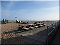 Seating area on the beach in Pagham