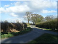 Bridge Lane junction, with Jodrell Bank telescope beyond