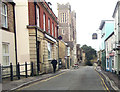 Tout Hill passing The Nog Inn and the Catholic Church