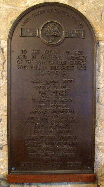 WWI memorial plaque