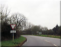 Yokesford Hill approaching junction with A3057