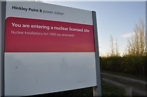 ST2146 : West Somerset : Hinkley Point B Power Station sign by Lewis Clarke