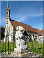 SU6999 : Stone Dog, Adwell Church by Des Blenkinsopp