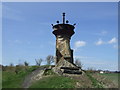 Monument on railway trail, Pelton Fell