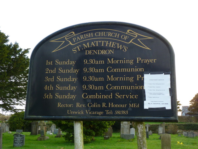 St Matthews Church, Dendron, Nameboard