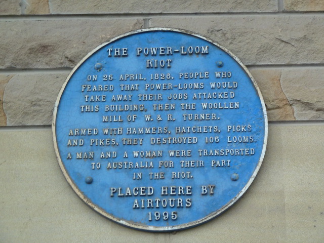 Plaque, The Power-Loom Riot