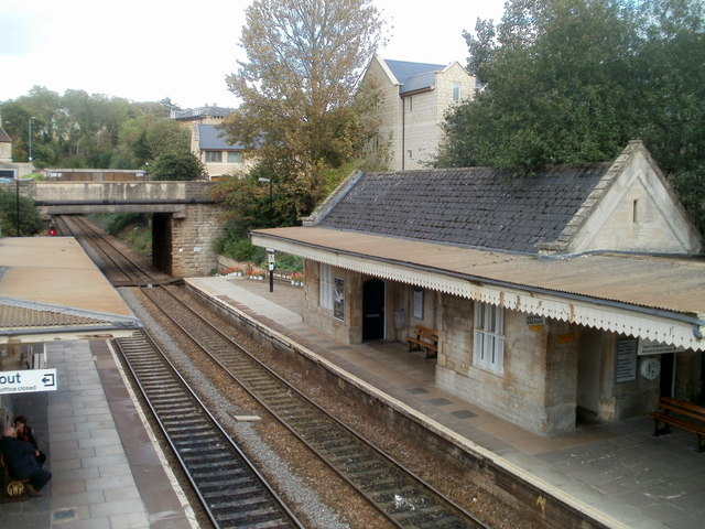 A rooftop view of Bradford-on-Avon railway station