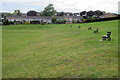 Benches looking down on the recreation field