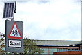 Solar panel and "school" sign, Newtownards