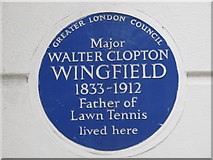 TQ2978 : Blue plaque re Major Walter Clopton Wingfield, 33 St. George's Square, SW1 by Mike Quinn