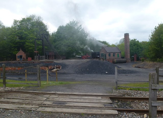 Reconstructed colliery complete with smoke at the Black Country Museum