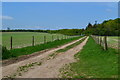 Track across fields near Leckford Hutt