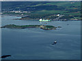 NT2081 : Cow & Calves, Oxcars lighthouse, Inchcolm and Braefoot Bay from the air by Thomas Nugent