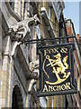 Sign for The Fox & Anchor, Charterhouse Street, EC1