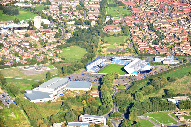 Aerial view of Kassam Stadium, Oxford