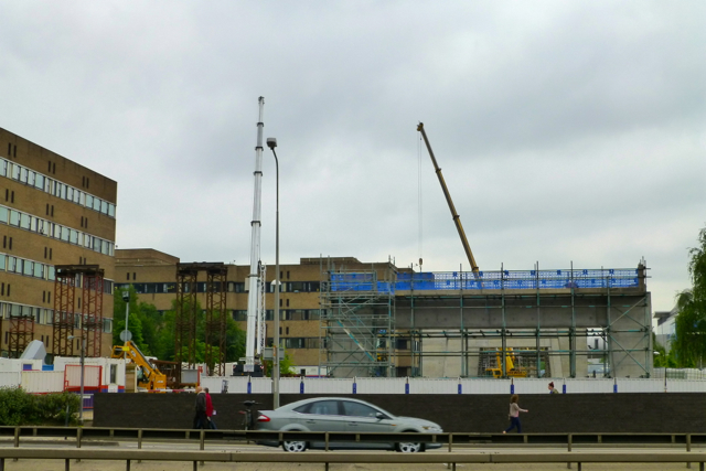 Cranes at work as a new bridge takes shape