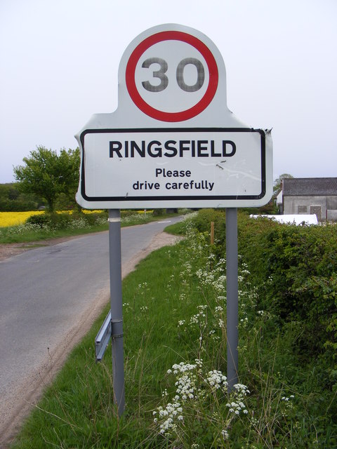 Ringsfield Village Name sign on School Road
