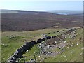 HU2845 : Wall and moorland below Hestinsetter Hill by Oliver Dixon