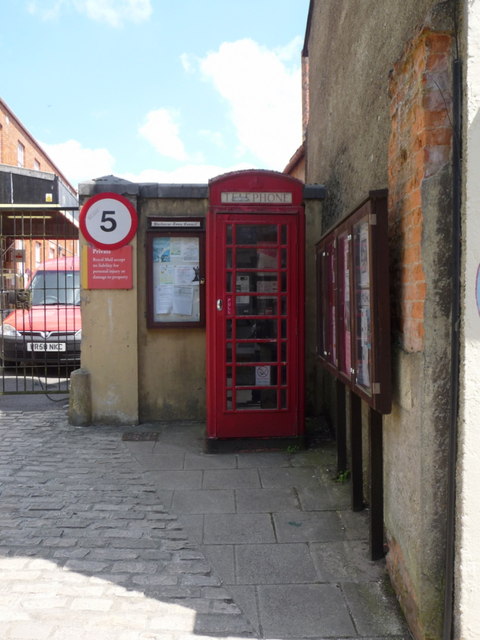 Sherborne: telephone box outside the post office