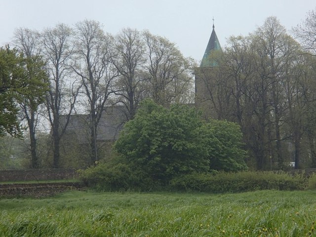 View to Sheen church among trees