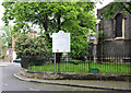 TQ3183 : Holy Trinity, Cloudesley Square - Notice board by John Salmon