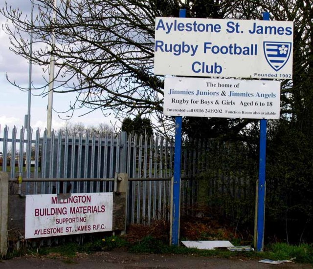 Signs at Aylestone St James Rugby Football Club