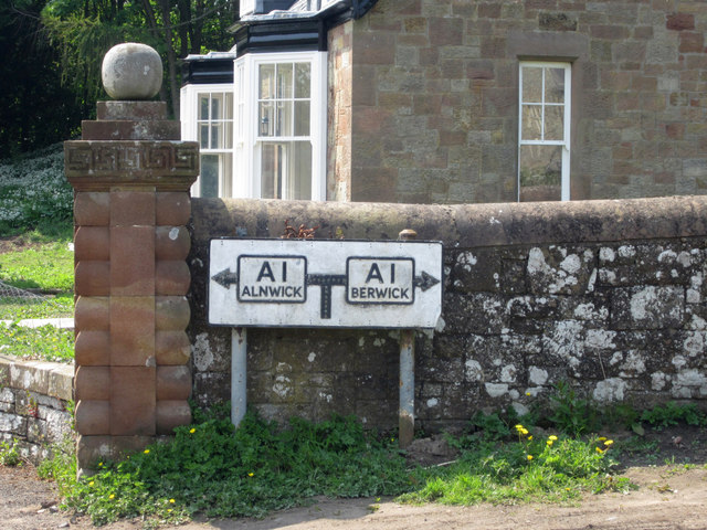 Old road sign in Warenford