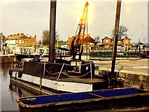 ST2937 : Bridgwater docks and dredger "Bertha" by Richard Green